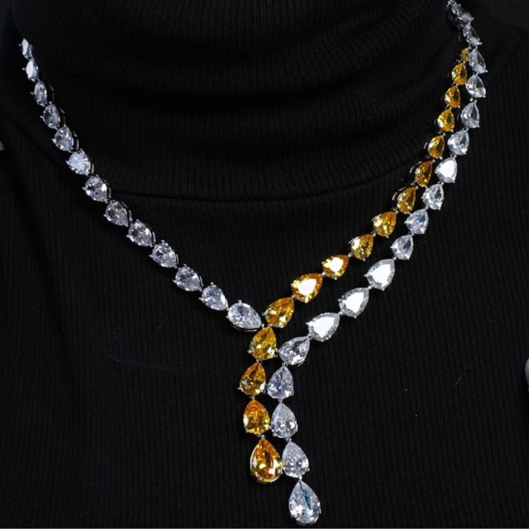 Yellow-Silver Duo Necklace