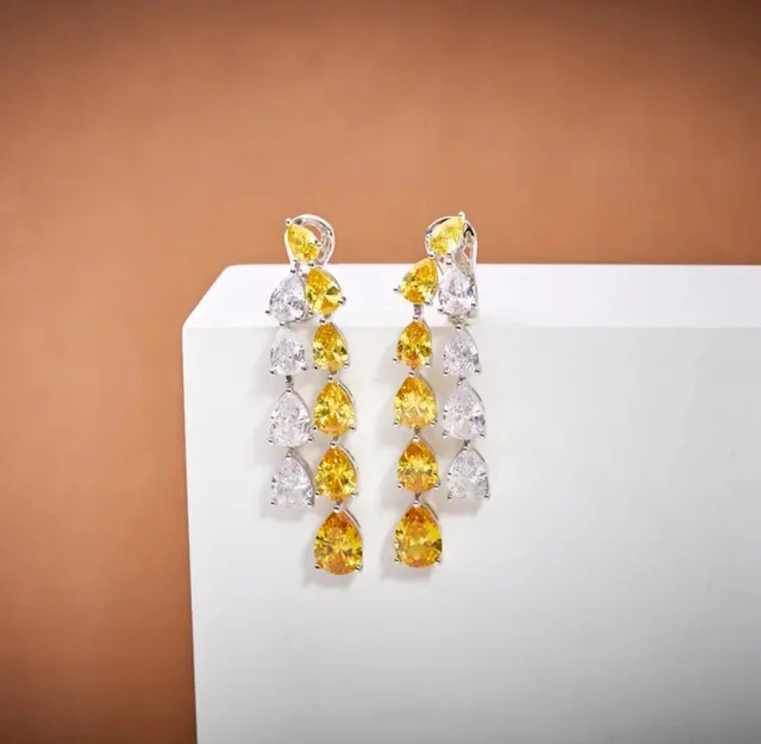 Yellow-Silver Duo Earrings