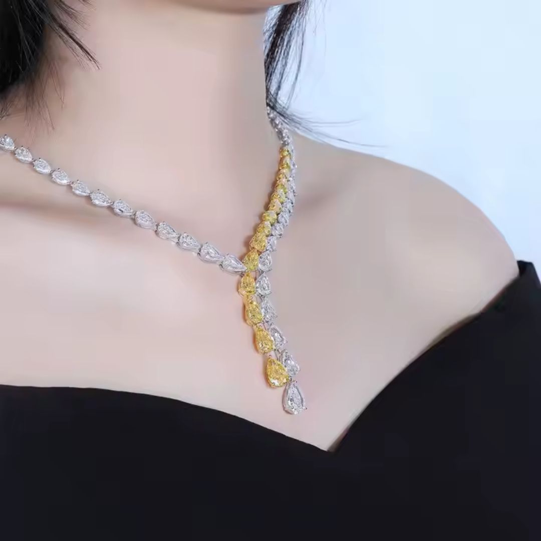 Yellow-Silver Duo Necklace