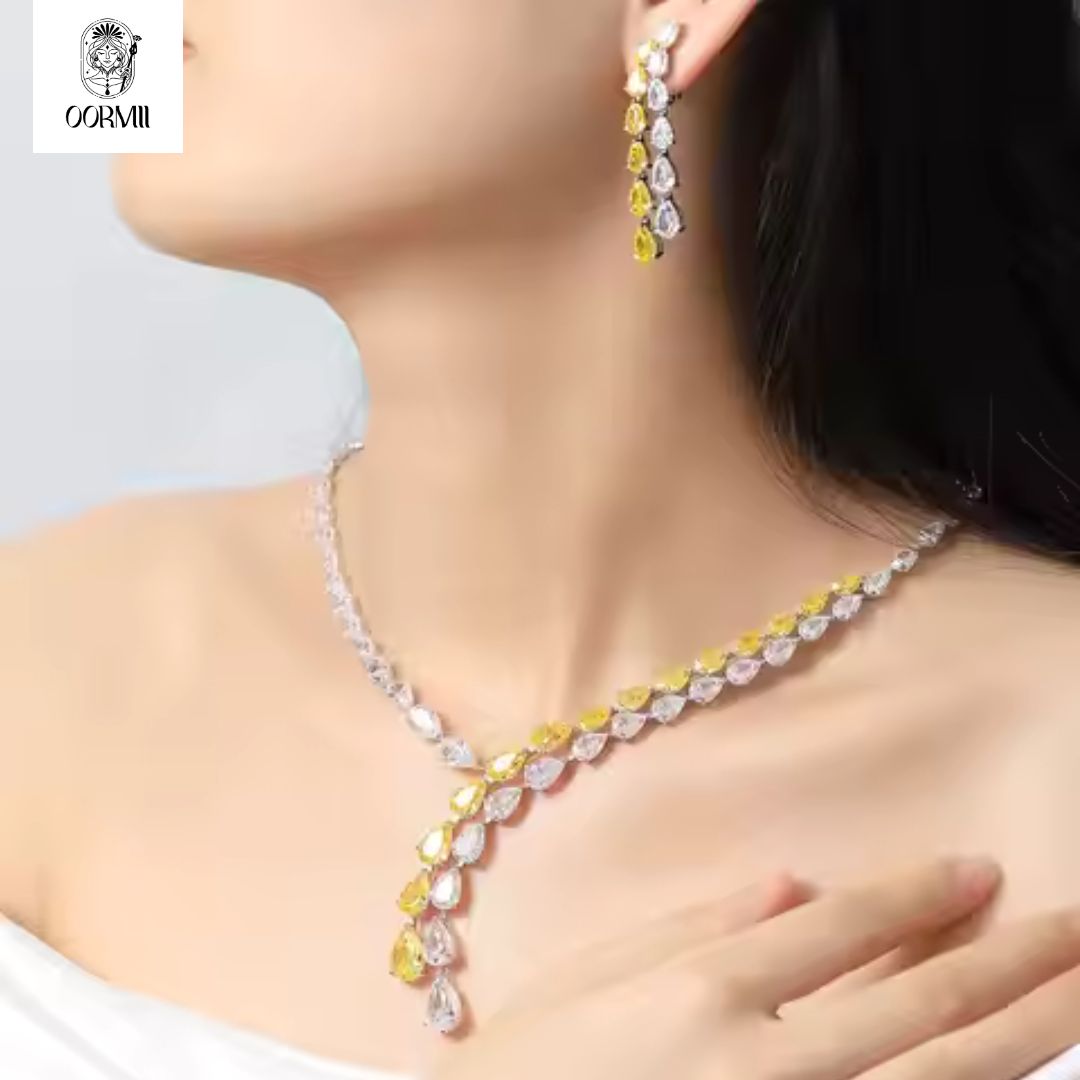 Yellow-Silver Duo Necklace