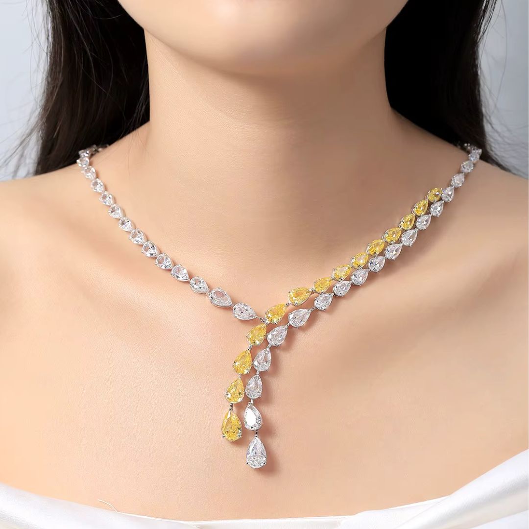 Yellow-Silver Duo Necklace