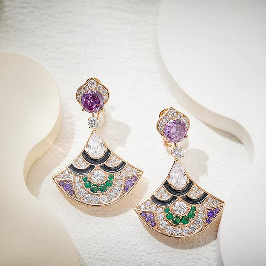 Violet Fan Shaped Earrings