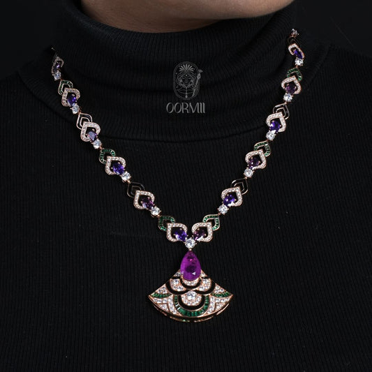 Violet Fan Shaped Necklace